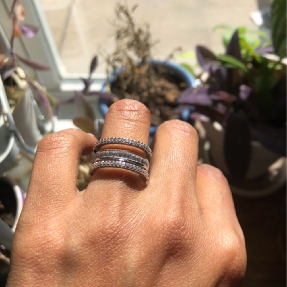 Adjustable Silver Plated Ring With Swarovski Elem… - image 2